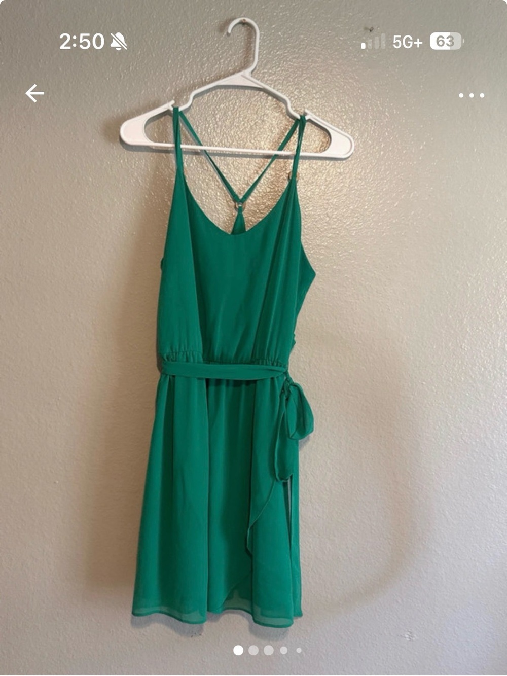 Green Sleeveless V-Neck Tie-Waist Dress Size L